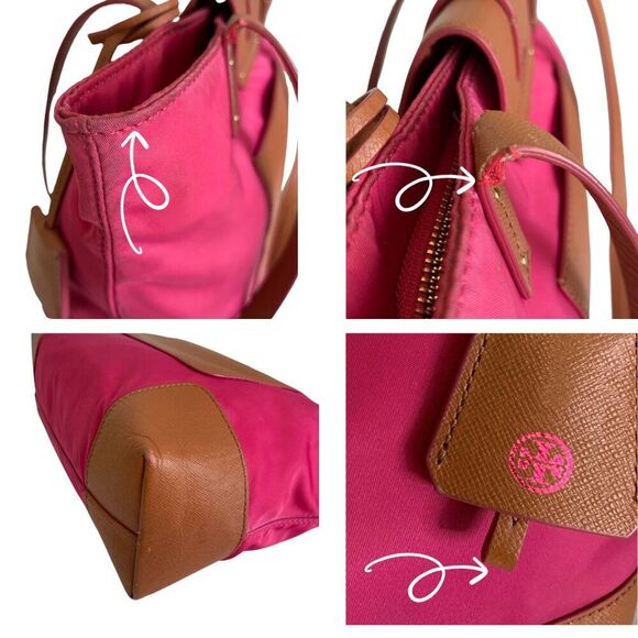 Tory Burch Pink Nylon Tote Shoulder Bag Medium Size - Picture 13 of 13